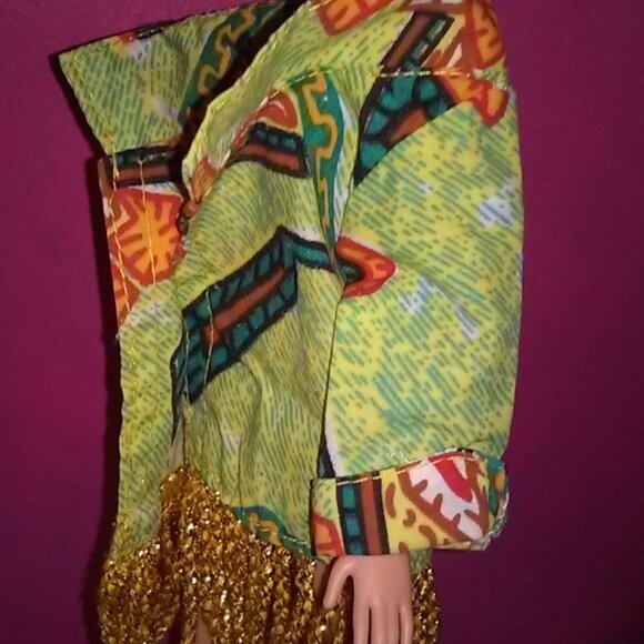 Shani Doll Size Coat Abstract with Fringe 90s - Picture 5 of 7